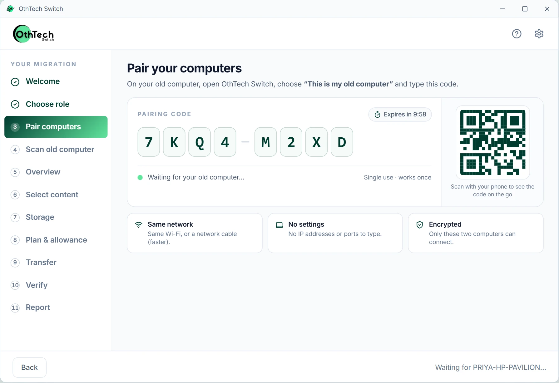 Pair your computers screen with an 8-character code